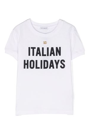 white cotton tshirt DOLCE E GABBANA KIDS | L5JTMOG7M0PW0800